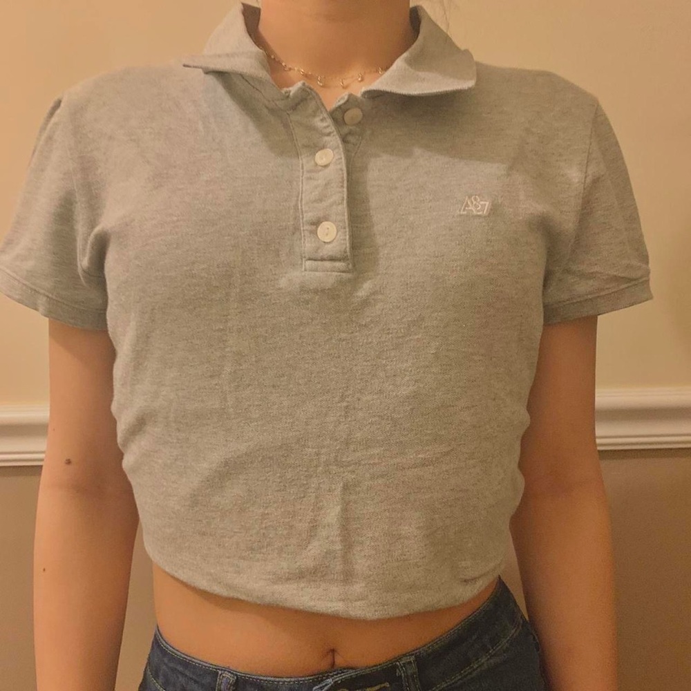 Aeropostales grey collar polo shirt